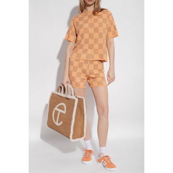 UGG NWT High Waist Maliah Checkered Linen Blend Shorts M - Picture 16 of 16